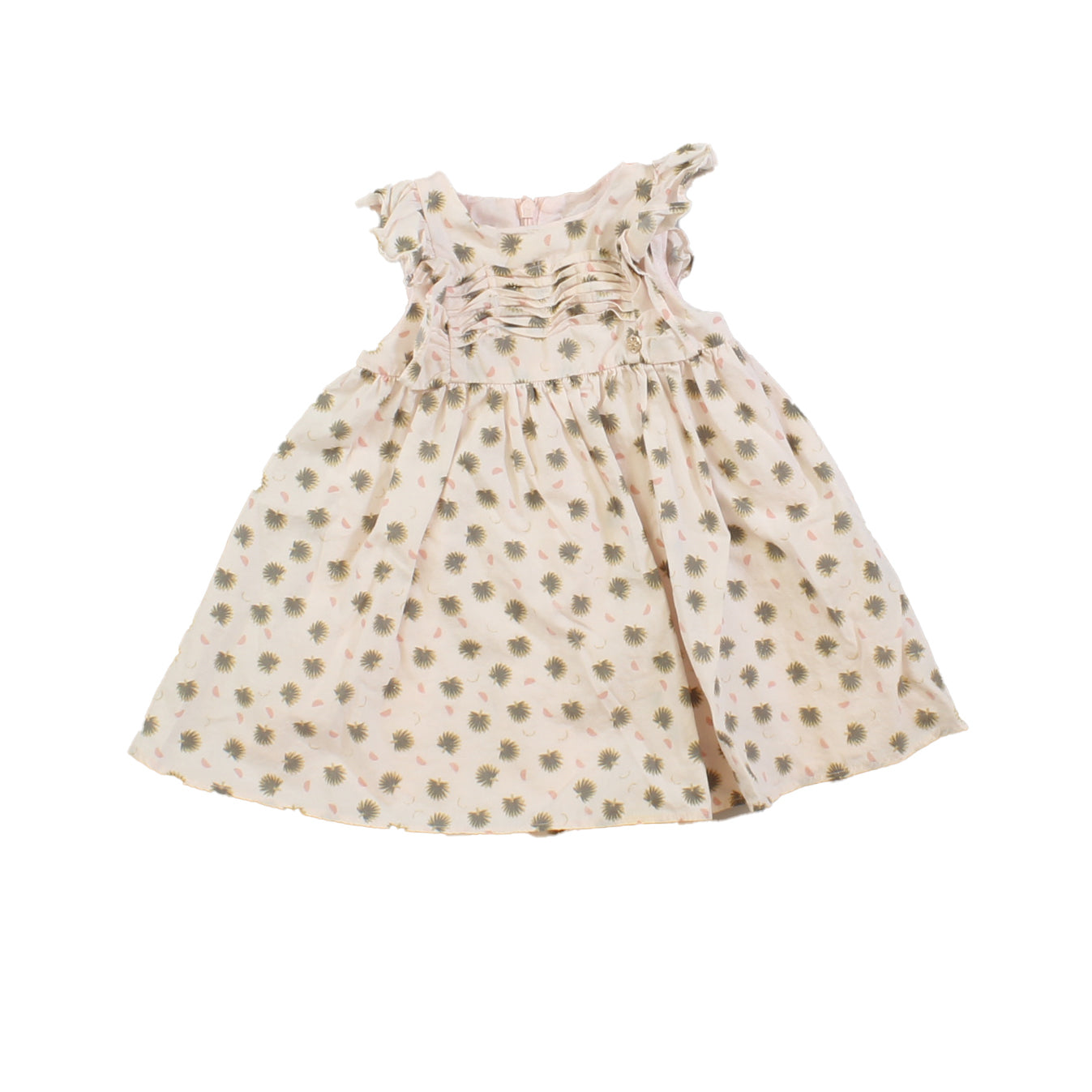 Lili Gaufrette Girls Pink | Green Dress Size: 12 Months Pink | Green