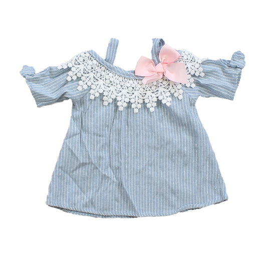 Little Lass Girls Blu | White | Pink Dress Size: 12 Months Blu | White | Pink