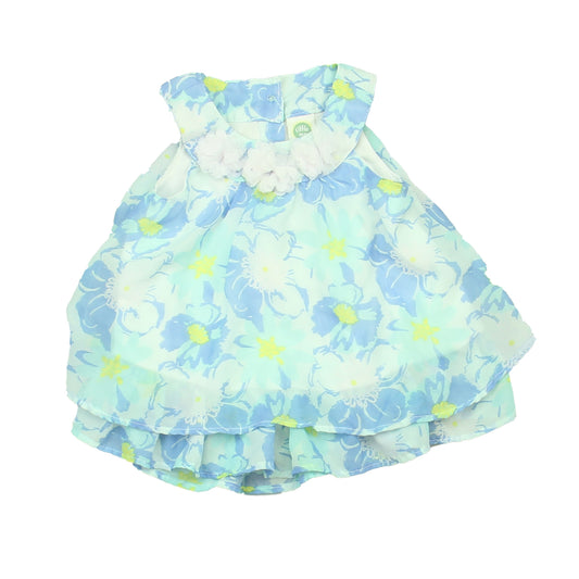 Little Me Girls Blue | Floral Dress Size: 12 Months Blue | Floral