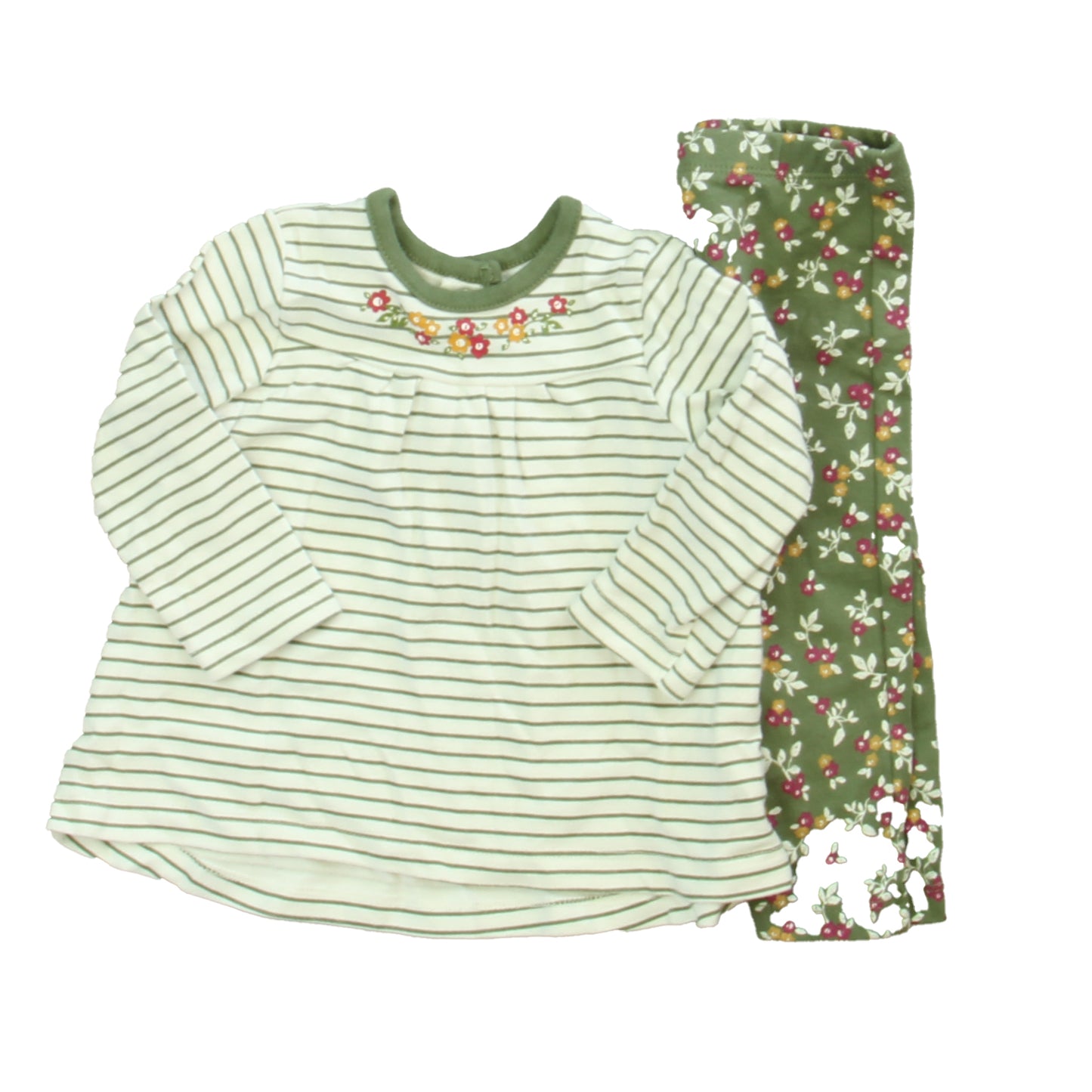 Little Me Girls White | Green Floral Apparel Sets Size: 12 Months White | Green Floral