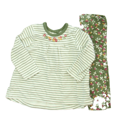 Little Me Girls White | Green Floral Apparel Sets Size: 12 Months White | Green Floral