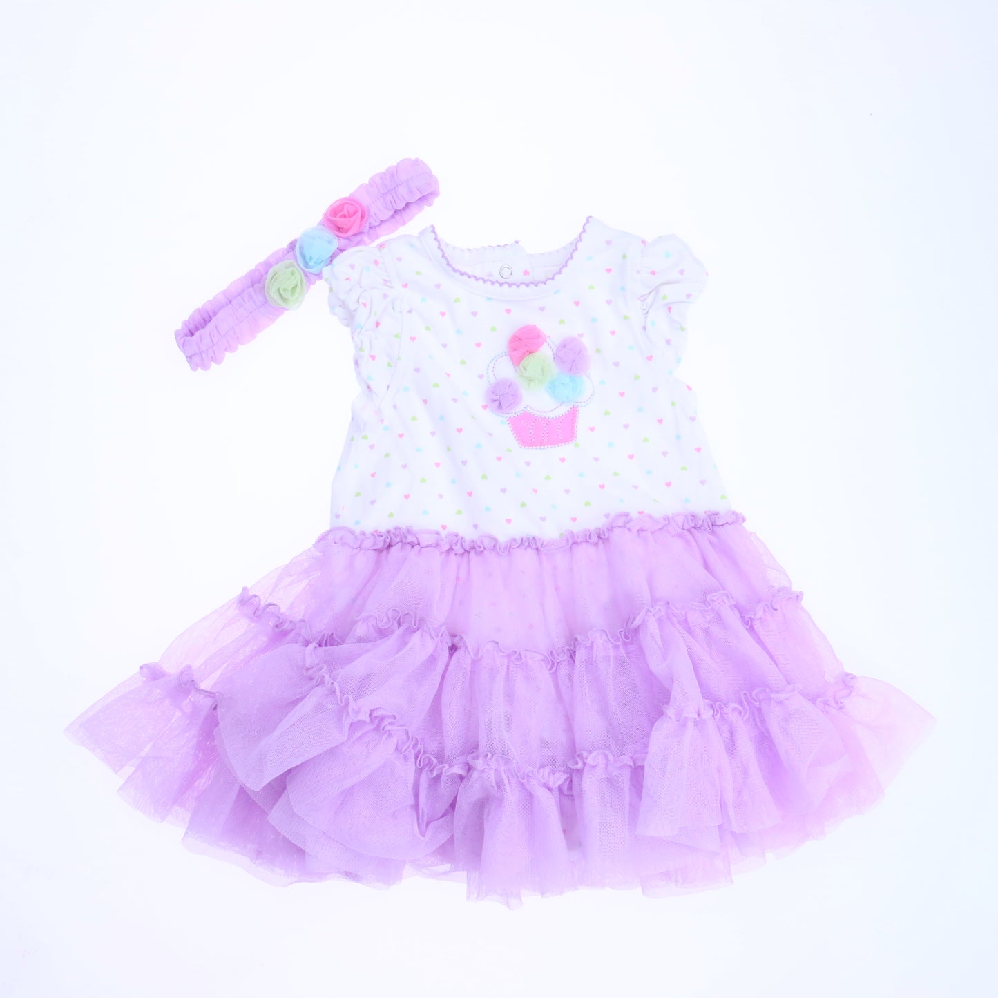 Little Me Girls White | Purple Dress Size: 12 Months White | Purple