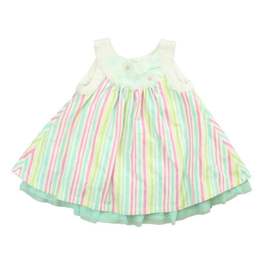Little Me Girls White | Pink | Aqua Dress Size: 18 Month White | Pink | Aqua