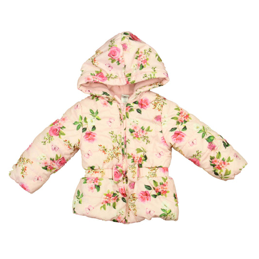 Little Me Girls Pink Floral Winter Coat Size: 18 Months Pink Floral