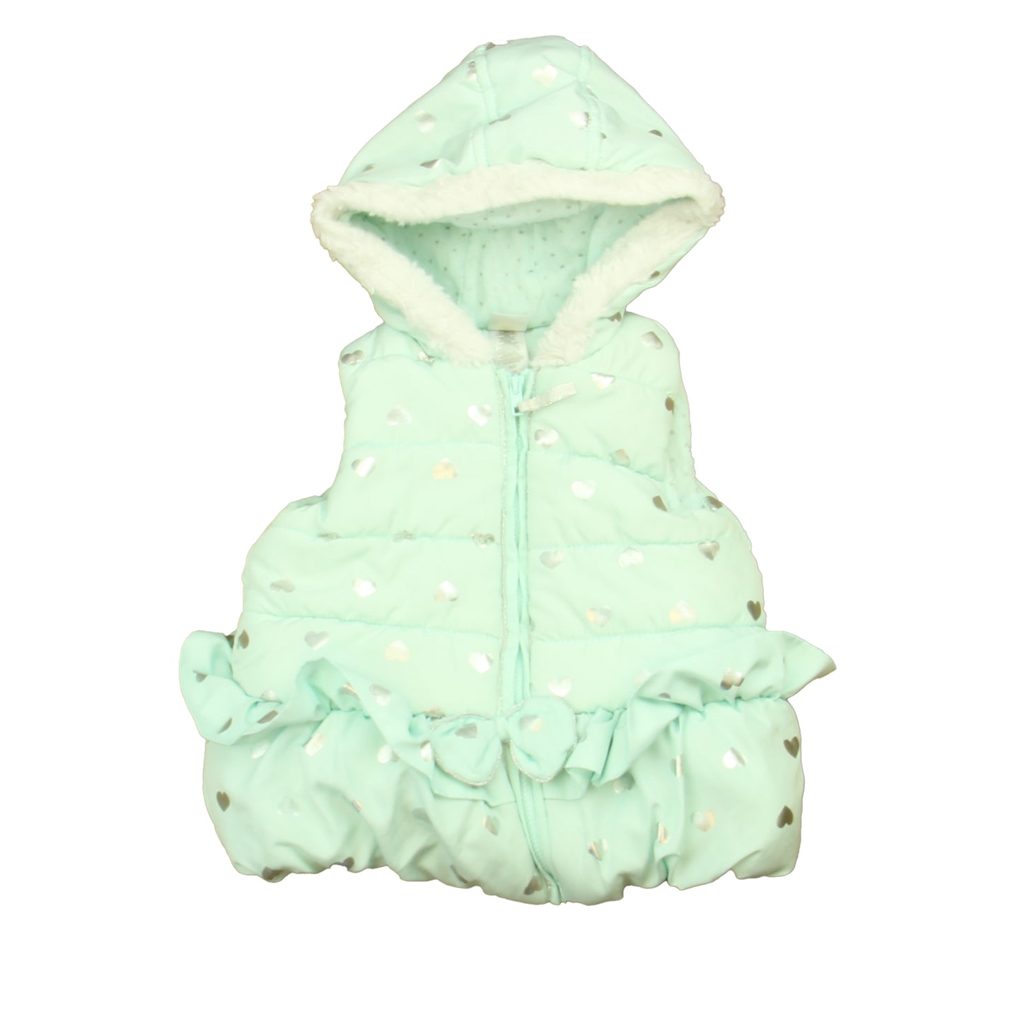 Little Me Girls Aqua | Silver Hearts Vest Size: 24 Months Aqua | Silver Hearts