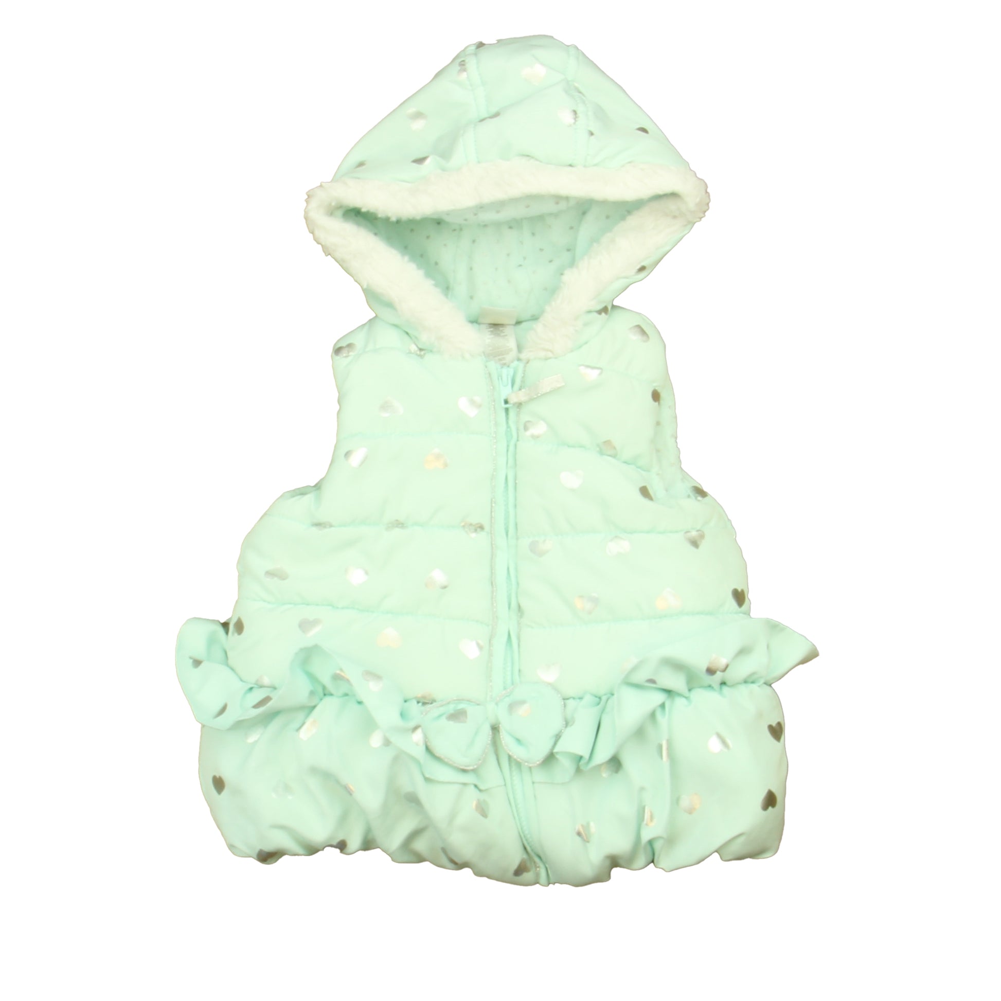 Little Me Girls Aqua | Silver Hearts Vest Size: 24 Months Aqua | Silver Hearts