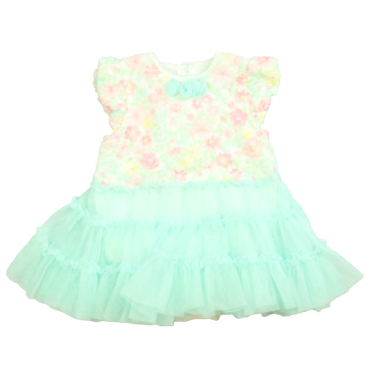 Little Me Girls White | Pink | Aqua Special Occasion Dress Size: 24 Months White | Pink | Aqua