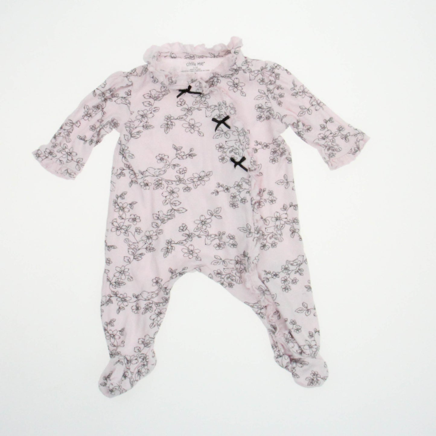 Little Me Girls Pink | Black Long Sleeve Outfit Size: 3 Months Pink | Black