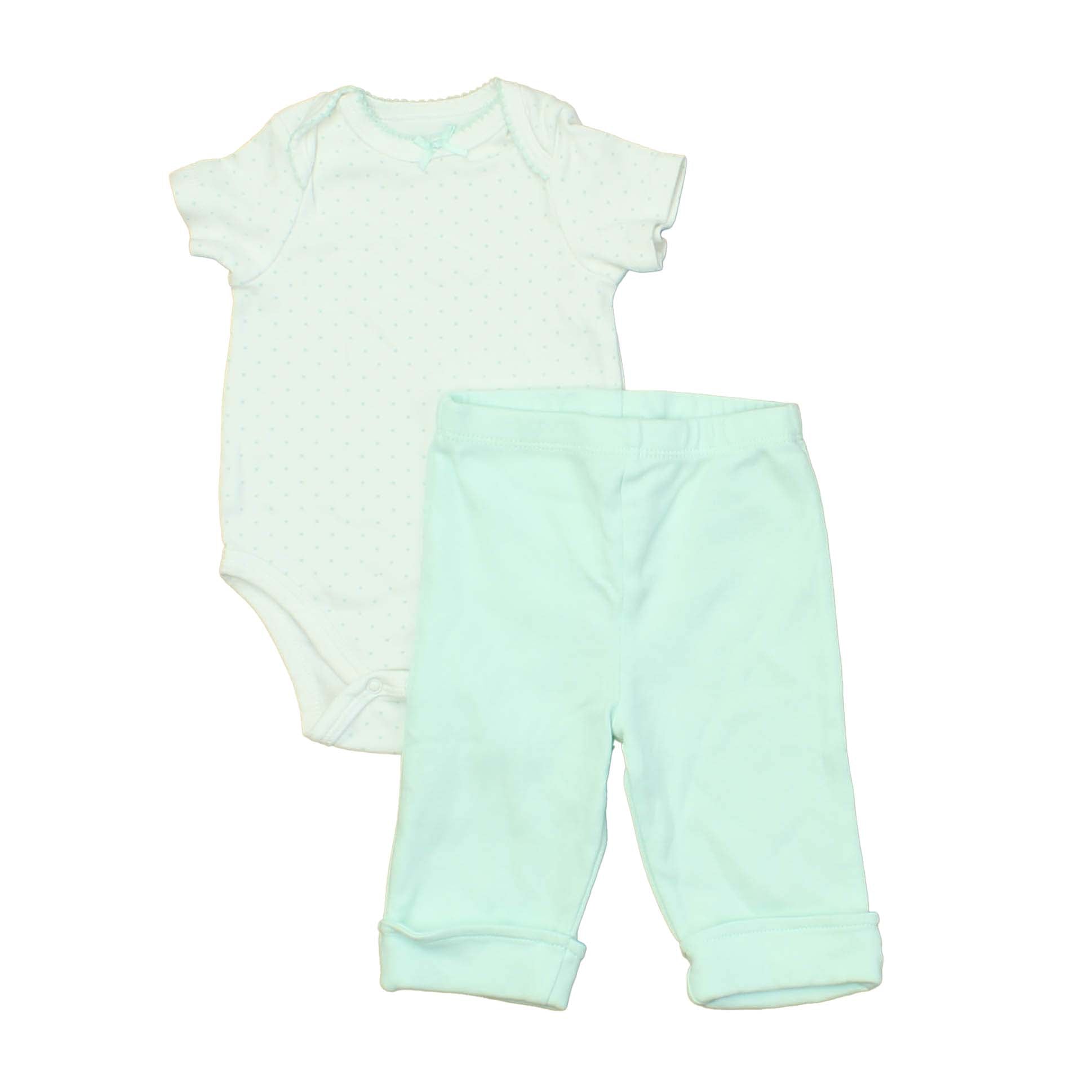 Little Me Girls White | Aqua Apparel Sets Size: 3 Months White | Aqua