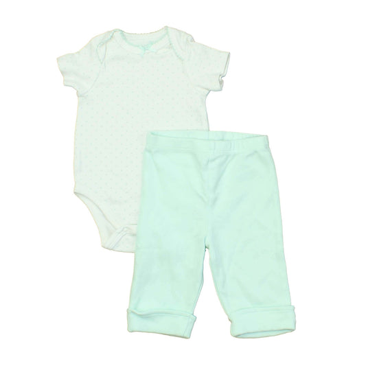 Little Me Girls White | Aqua Apparel Sets Size: 3 Months White | Aqua
