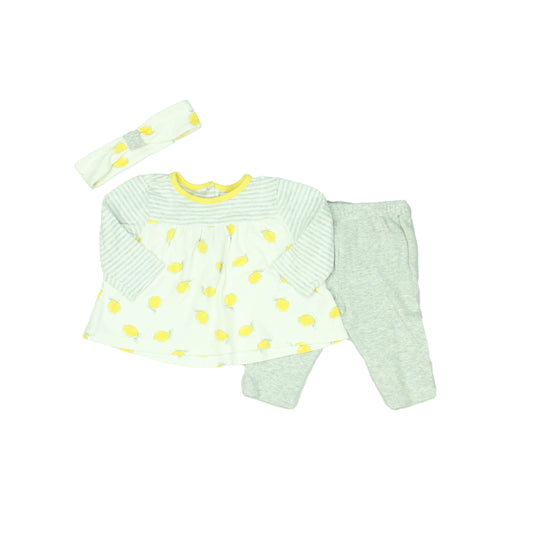 Little Me Girls White | Yellow | Gray Apparel Sets Size: 6 Months White | Yellow | Gray