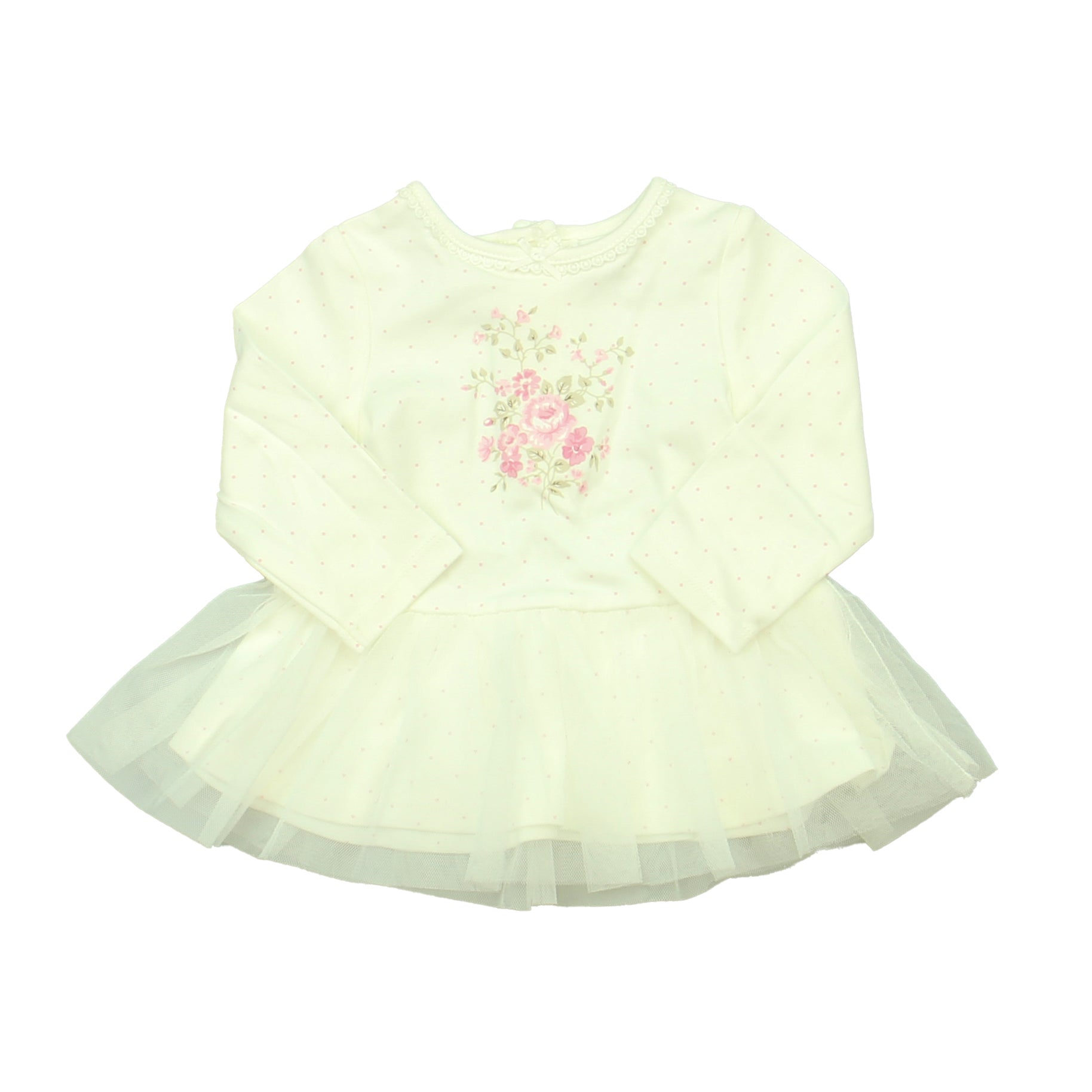 Little Me Girls Ivory | Pink Long Sleeve Shirt Size: 9 Months Ivory | Pink