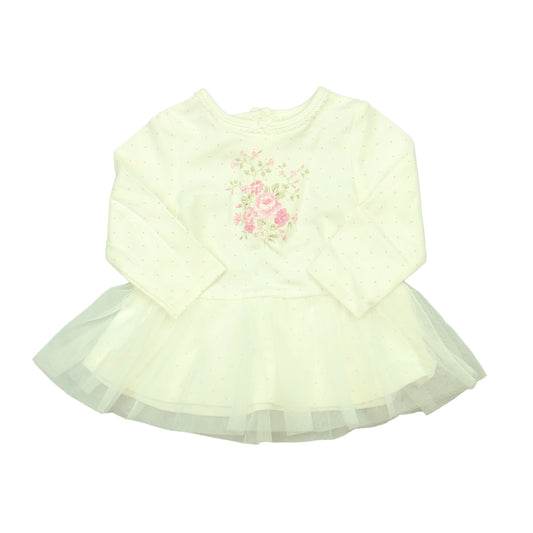 Little Me Girls Ivory | Pink Long Sleeve Shirt Size: 9 Months Ivory | Pink