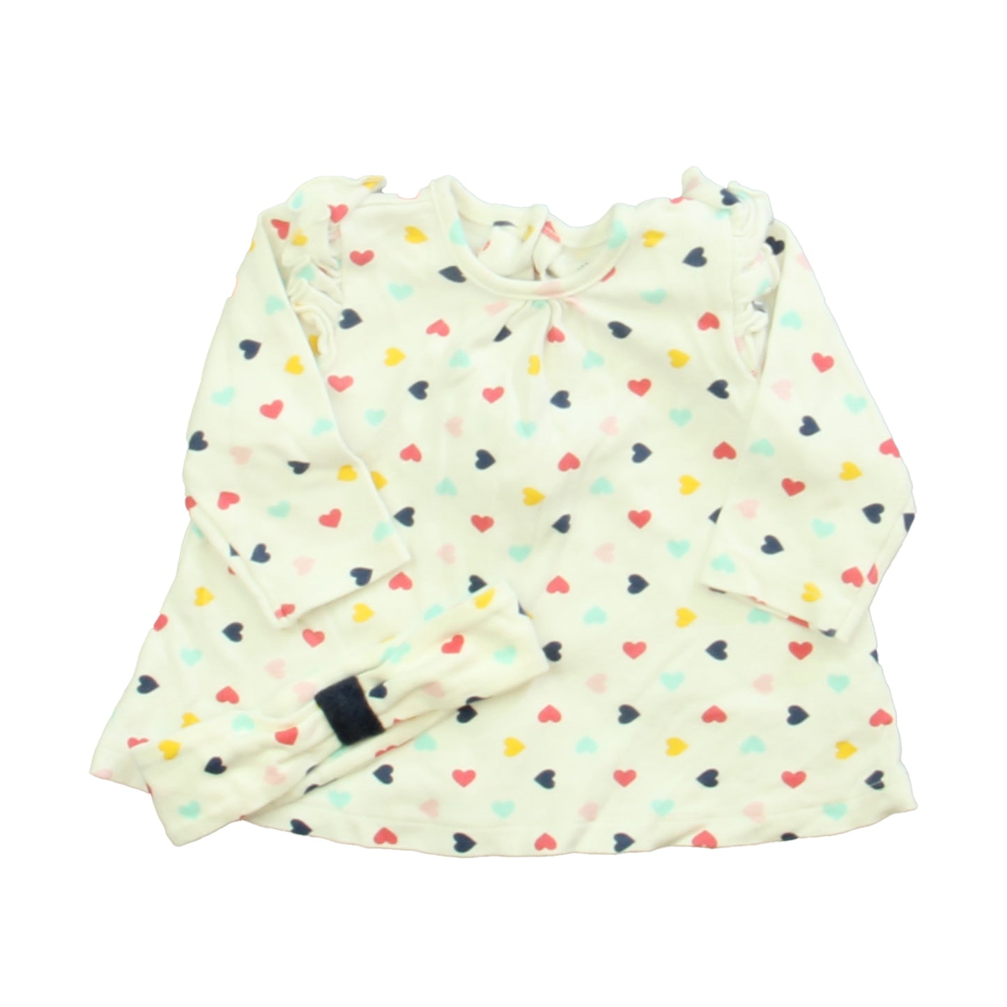 Little Me Girls White Hearts Long Sleeve Shirt Size: 9 Months White Hearts