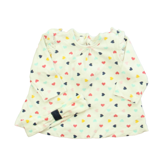 Little Me Girls White Hearts Long Sleeve Shirt Size: 9 Months White Hearts