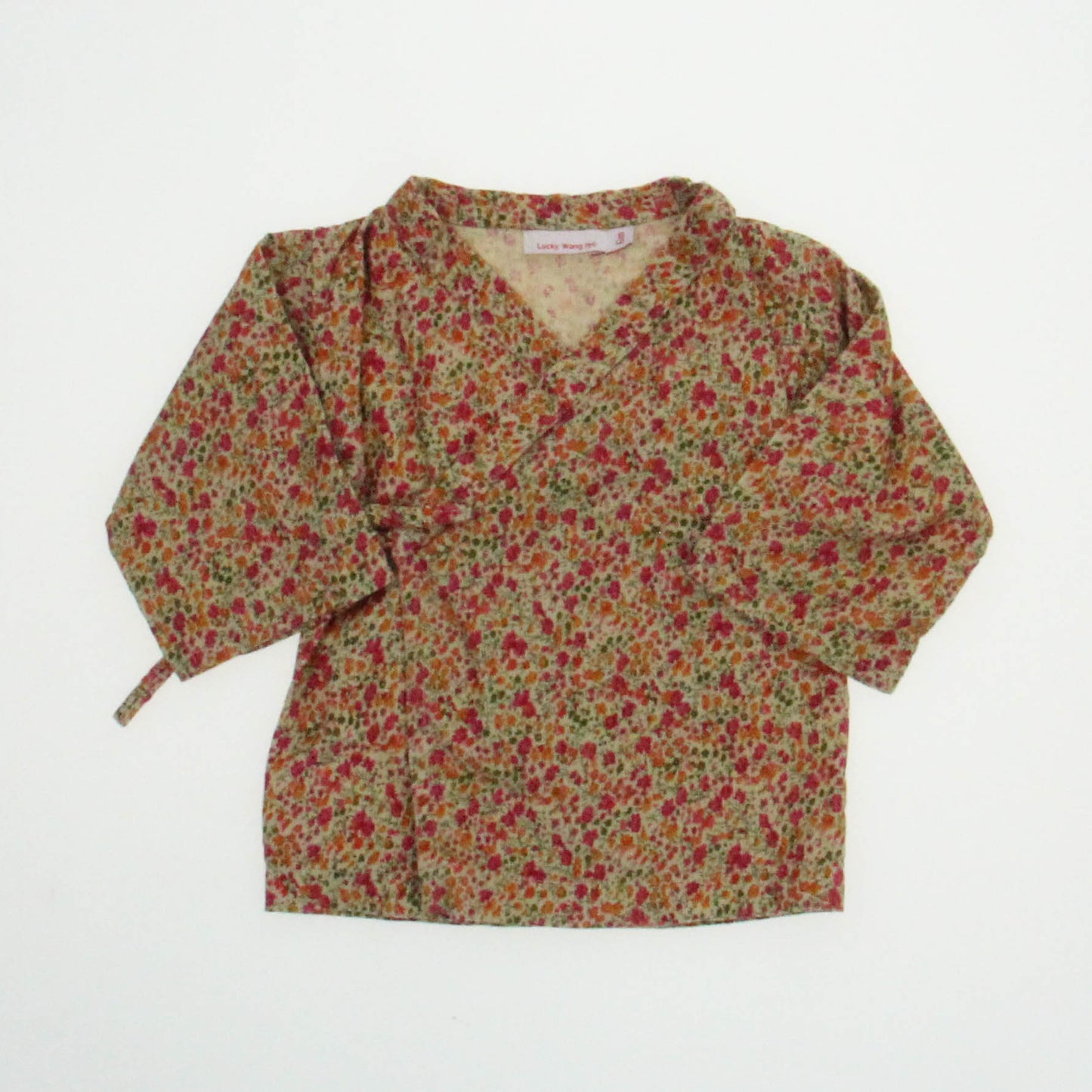 Lucky Wang NYC Girls Pink Floral Long Sleeve Shirt Size: 6 Months Pink Floral