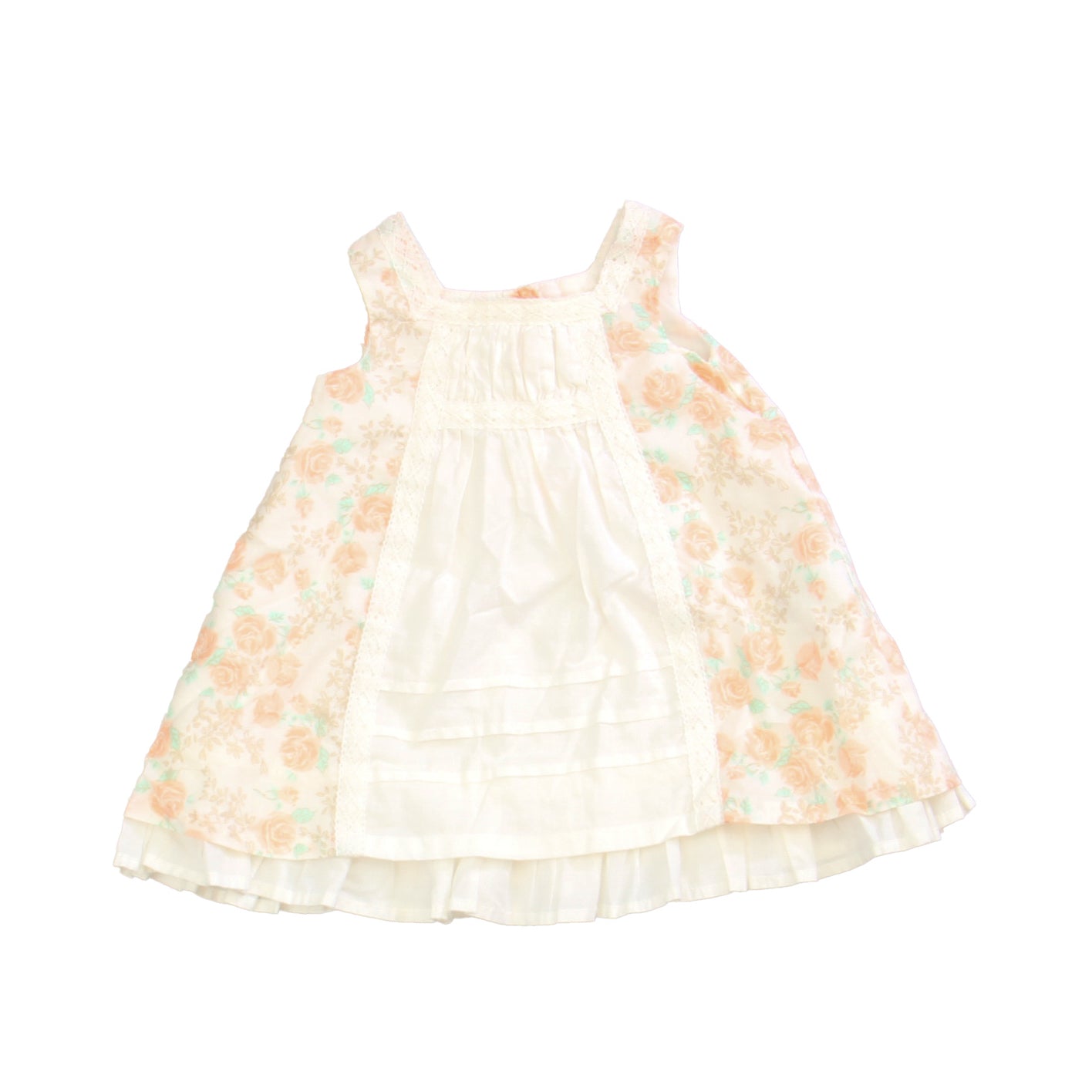 Maggie & Zoe Girls White | Peach Dress Size: 0-3 Months White | Peach