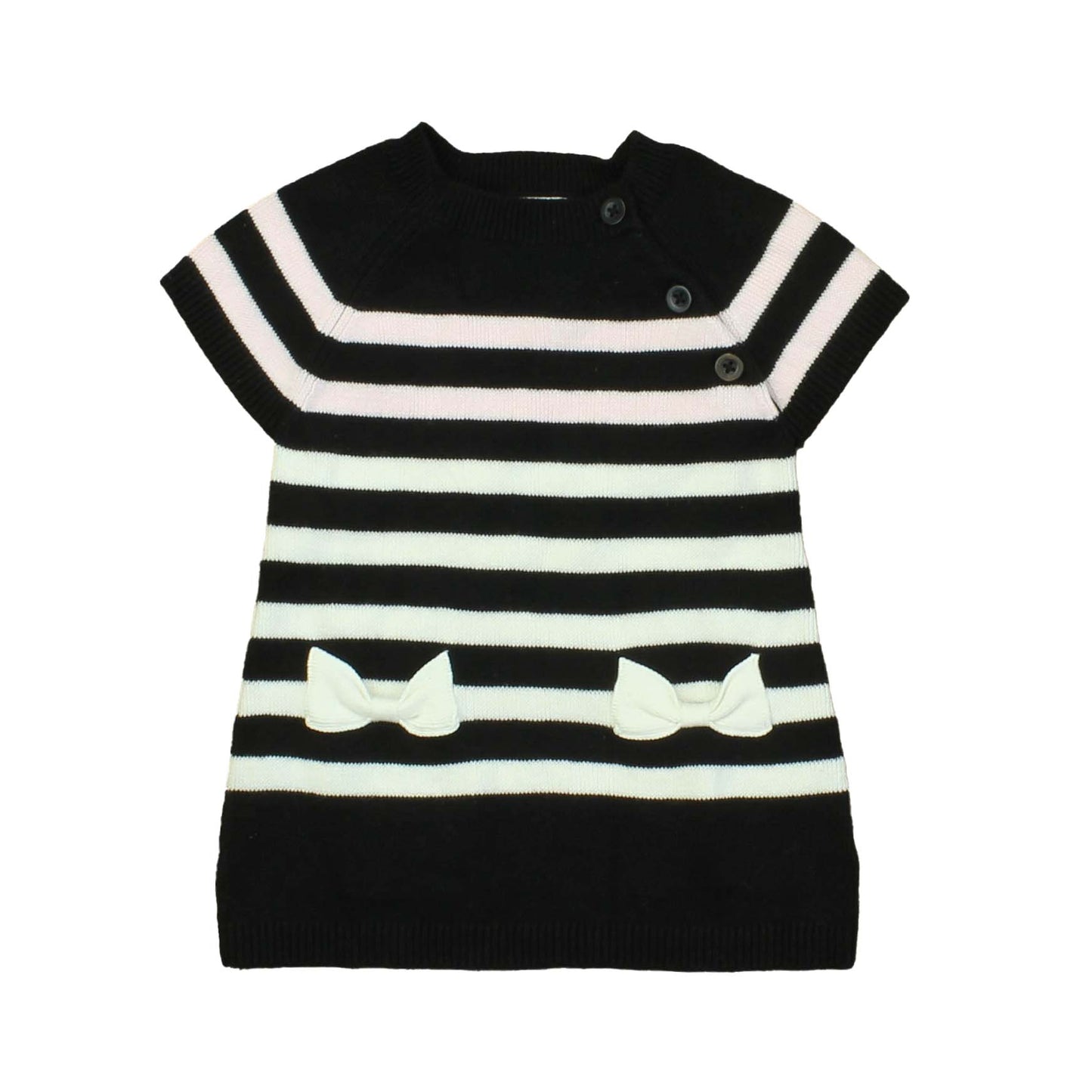 Maggie & Zoe Girls Black | Pink | White | Stripes Sweater Dress Size: 3-6 Months Black | Pink | White | Stripes