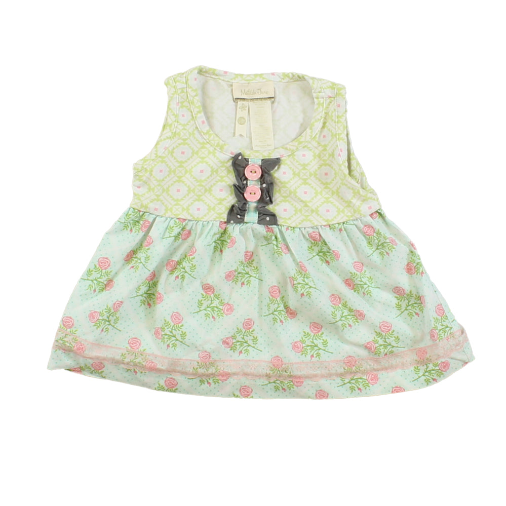 Matilda Jane Girls Green | Light Blue | Pink Dress Size: 12-18 Months Green | Light Blue | Pink