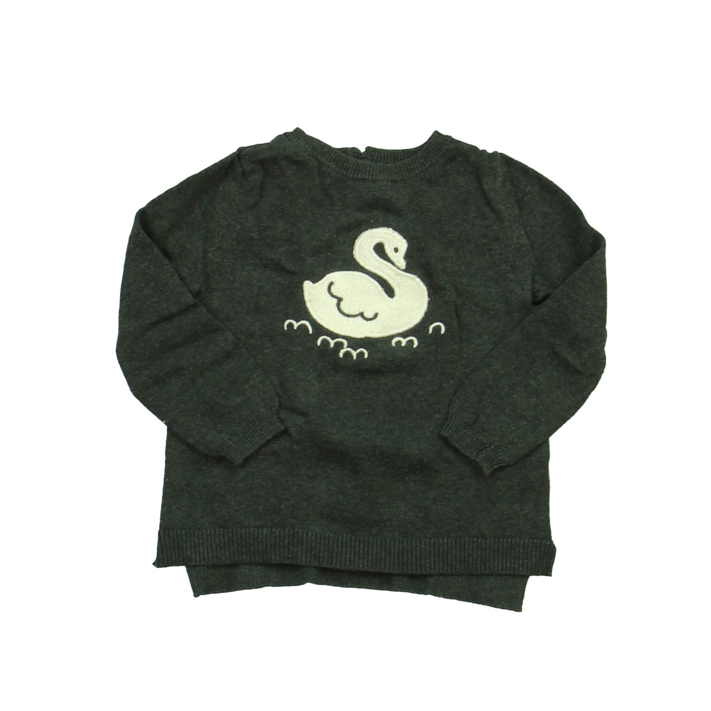 Max Studio Girls Gray Swan Sweater Dress Size: 12 Months Gray Swan