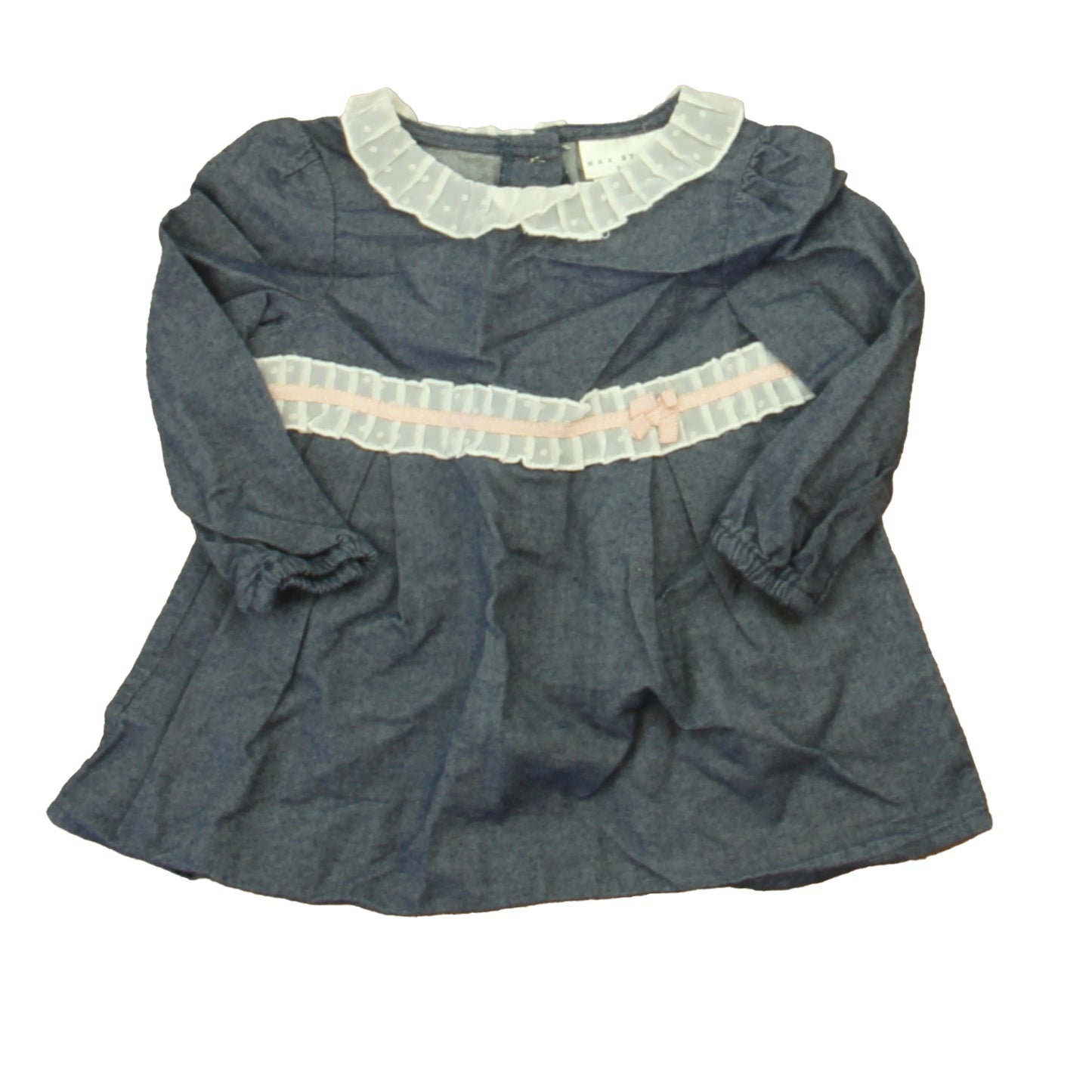 Max Studio Girls Blue | White Dress Size: 6-9 Months Blue | White