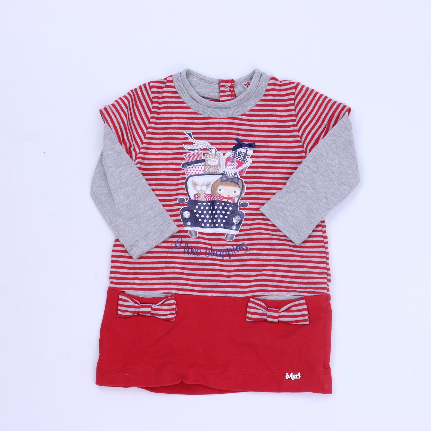 Mayoral Girls Red Stripe Dress Size: 18 Months Red Stripe