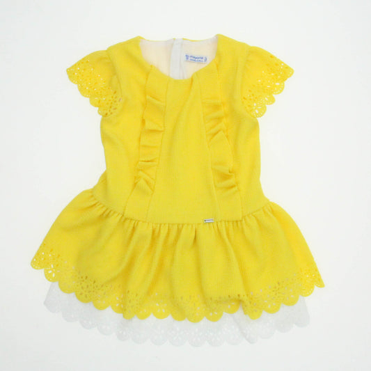 Mayoral Girls Yellow Dress Size: 18 Months Yellow