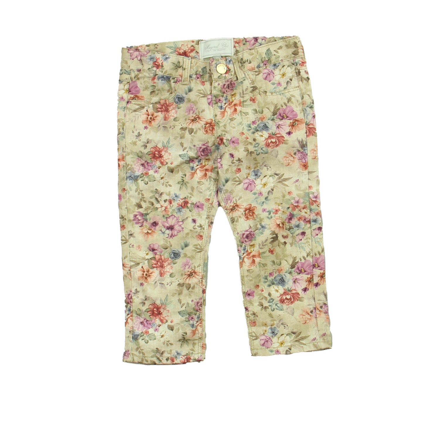 Mayoral Chic Girls Tan | Floral Pants Size: 12 Months Tan | Floral