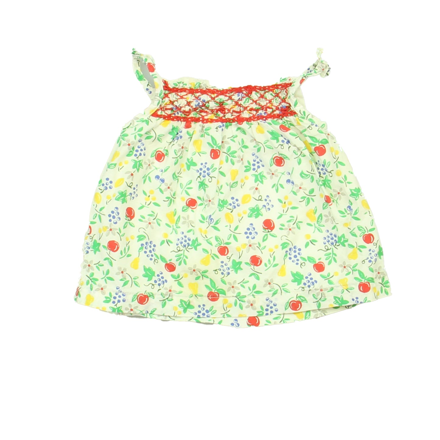Mini Boden Girls White | Cherries Dress Size: 0-3 Months White | Cherries