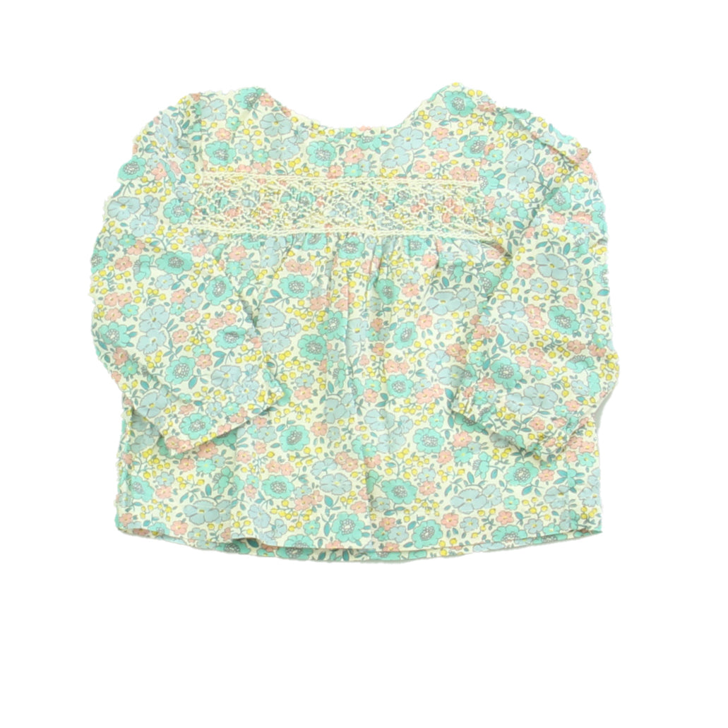 Mini Boden Girls White | Blue | Floral Blouse Size: 3-6 Months White | Blue | Floral