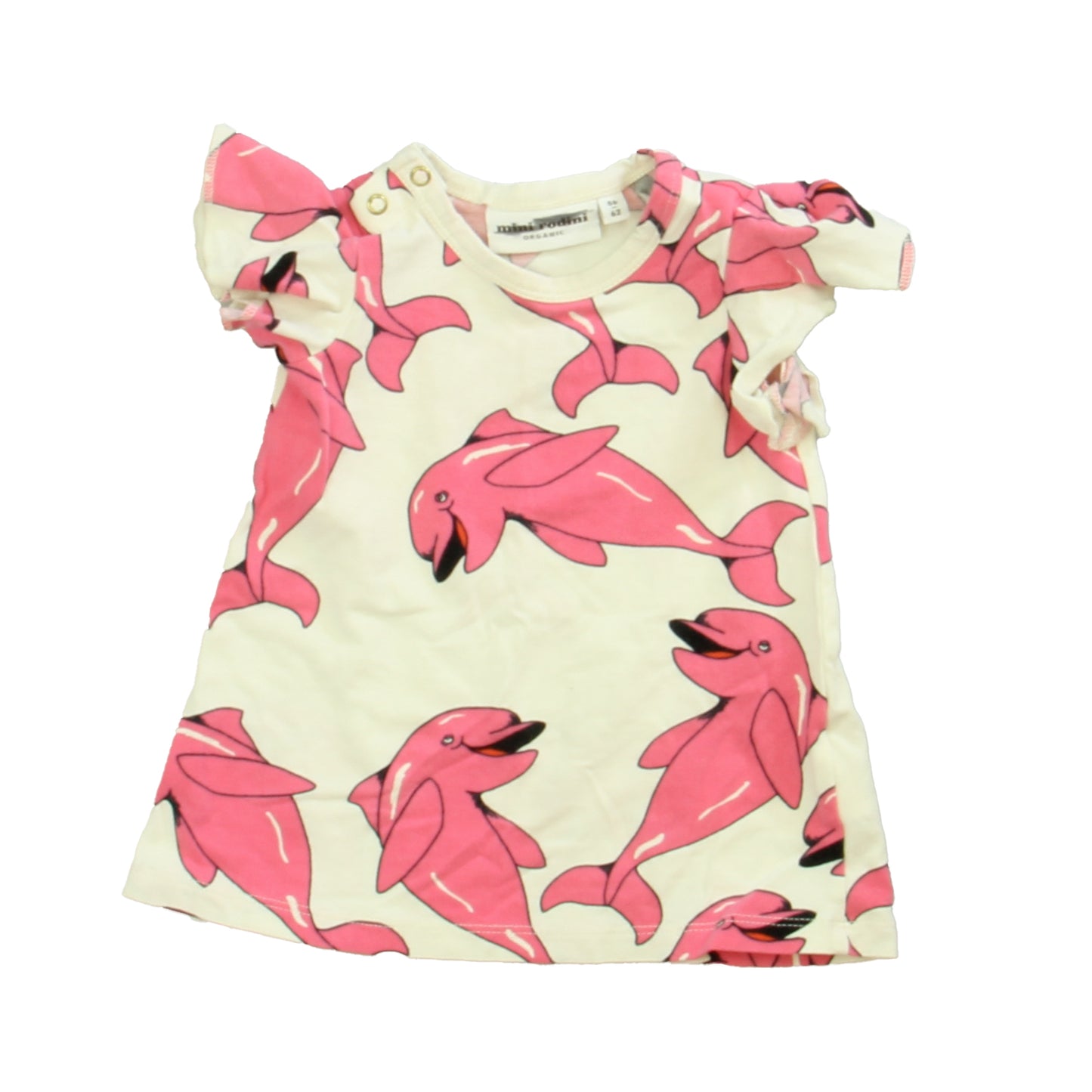 Mini Rodini Girls Pink Dolphins Dress Size: 1-4 Months Pink Dolphins