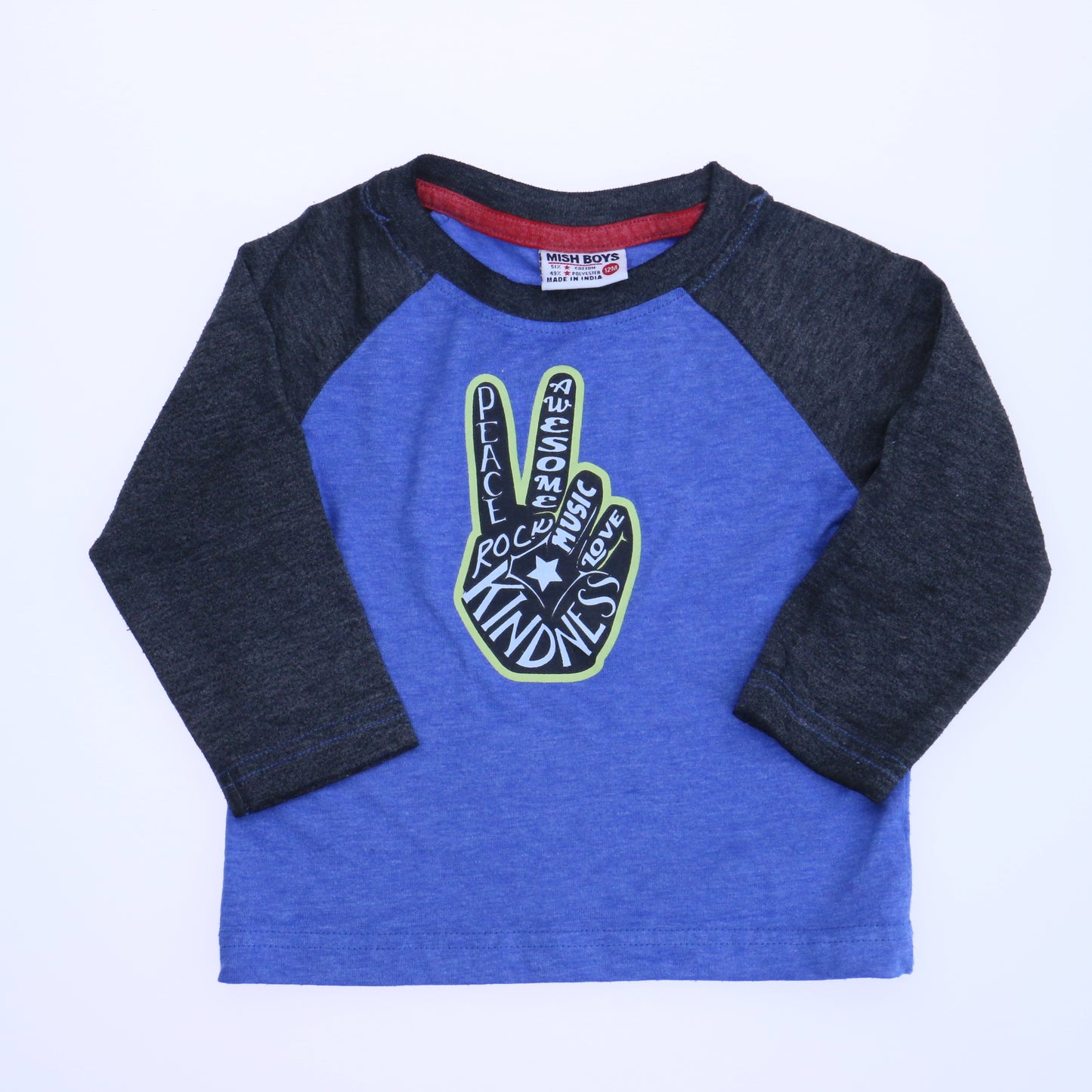Mish Boys Boys Blue | Gray Long Sleeve T-Shirt Size: 12 Months Blue | Gray