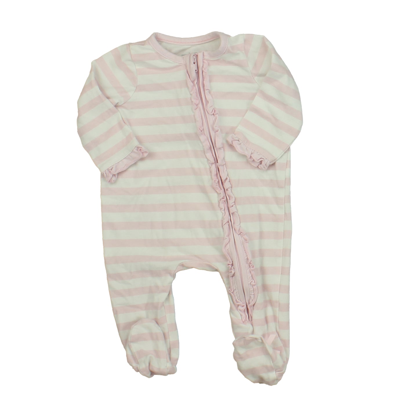 Mudpie Girls Pink | White | Stripes 1-piece footed Pajamas Size: 0-3 Months Pink | White | Stripes