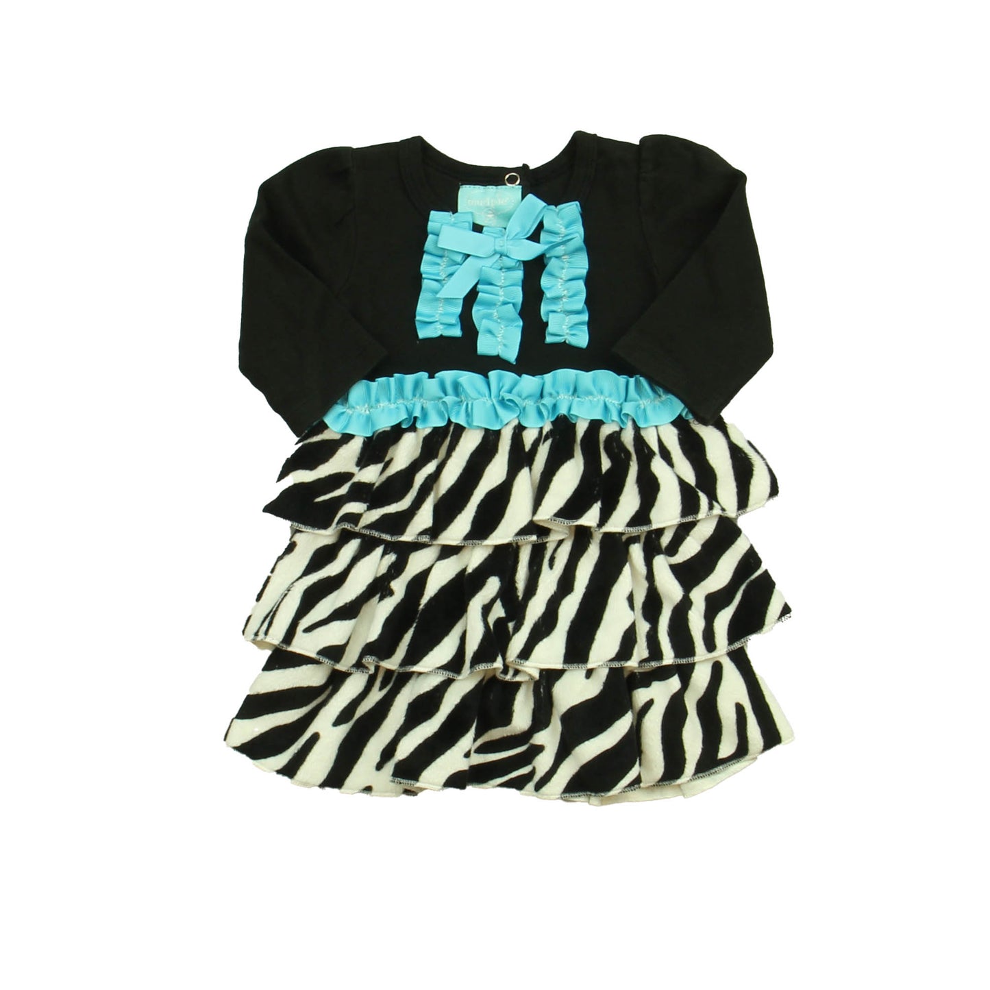 Mudpie Girls Black | White | Blue Dress Size: 0-6 Months Black | White | Blue