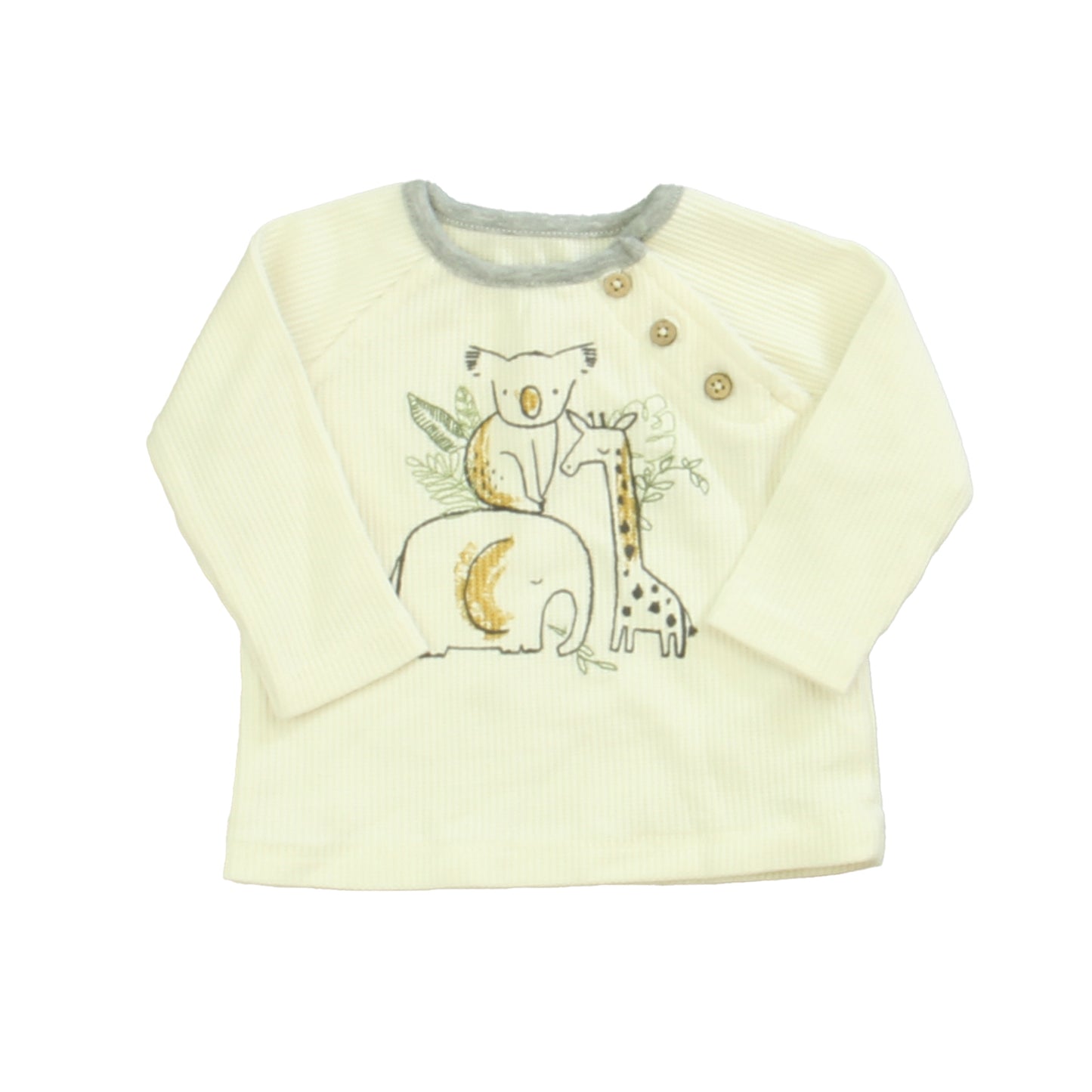 Mudpie Unisex White | Gray Koala Bear Long Sleeve Shirt Size: 3-6 Months White | Gray Koala Bear