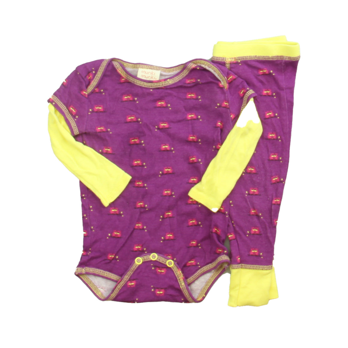 Munki Munki Girls Purple | Yellow 2-piece Pajamas Size: 12 Months Purple | Yellow