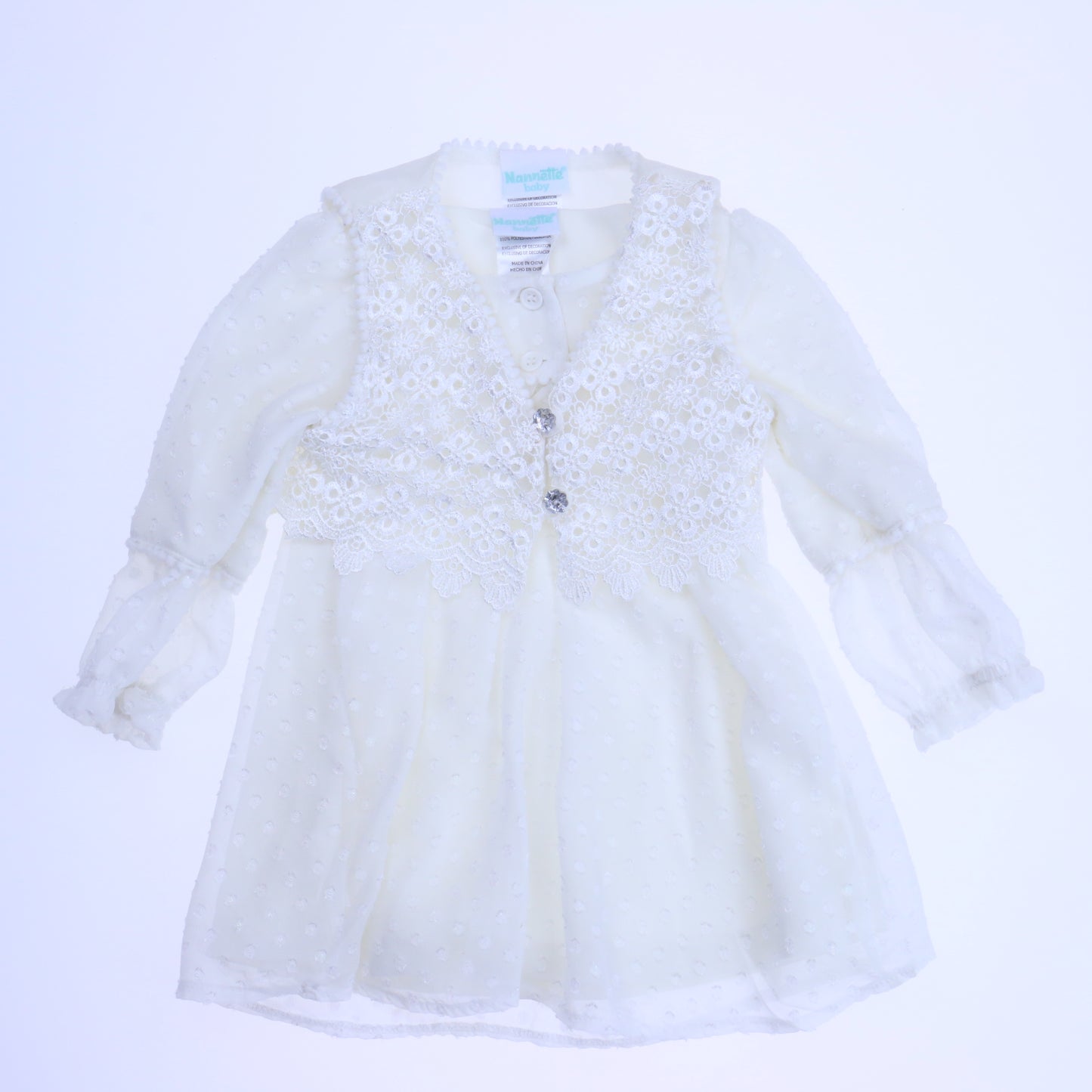 Nannette Baby Girls Off-White Dress Size: 18 Months Off-White