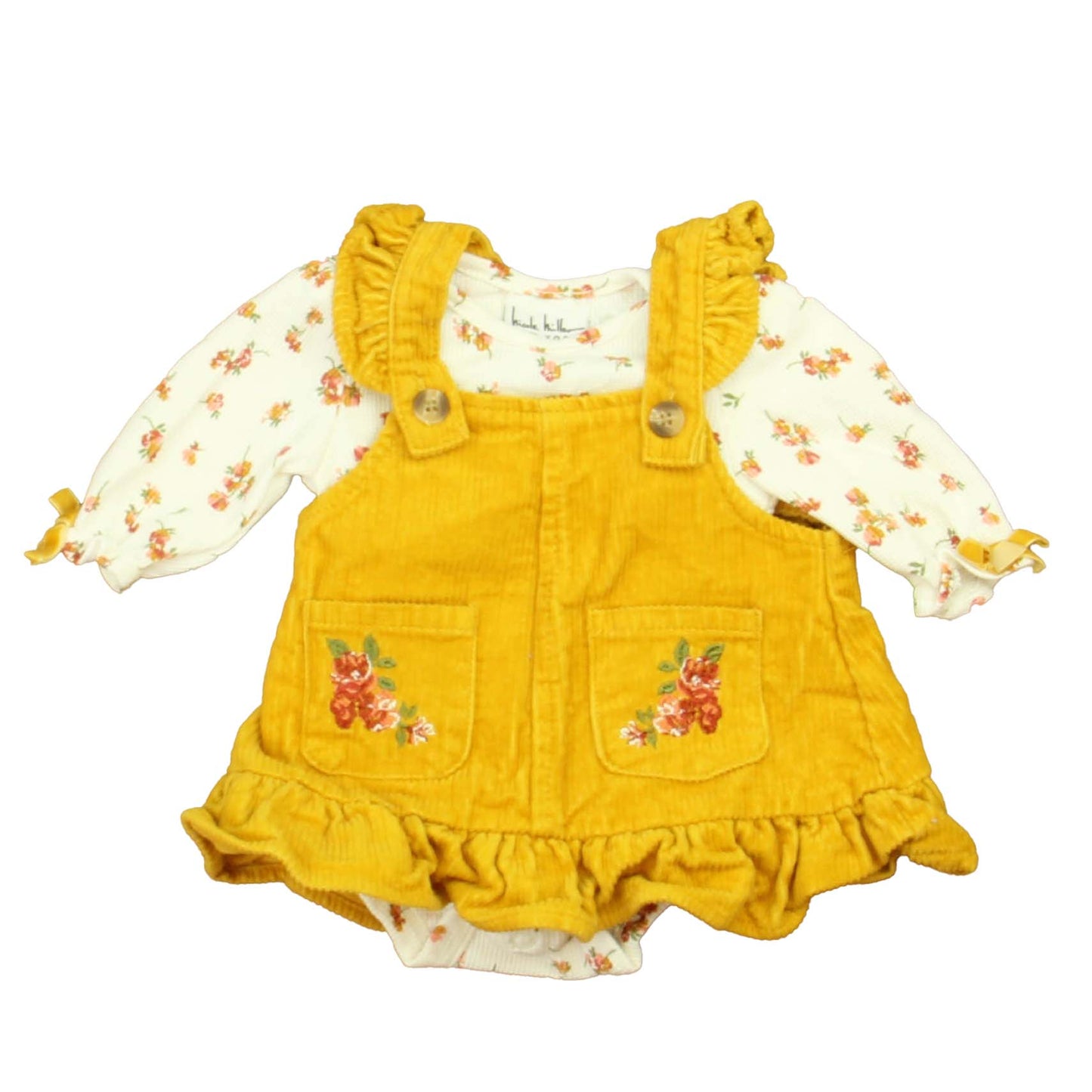 Nicole Miller Girls Yellow | White Apparel Sets Size: 0-3 Months Yellow | White