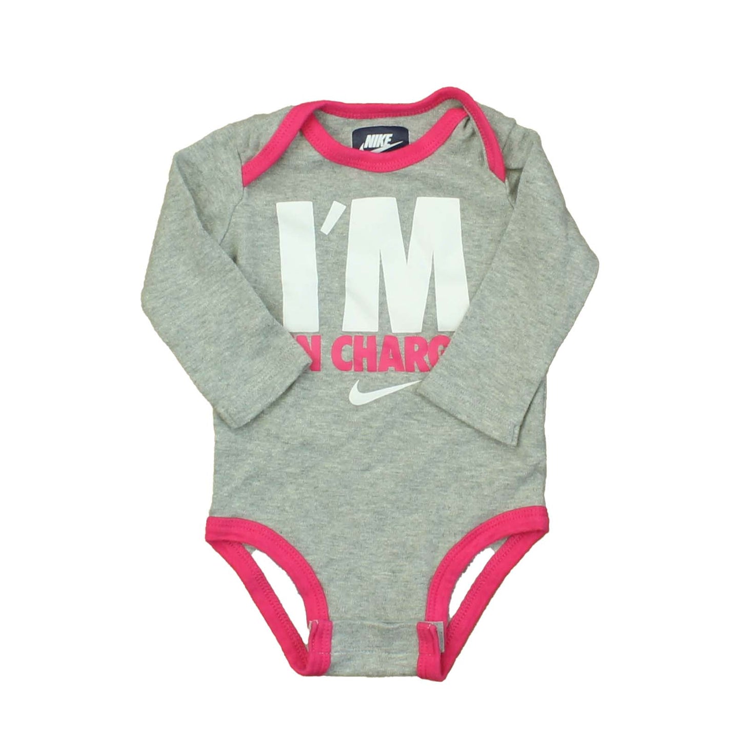 Nike Girls Grey | Pink Onesie Size: 0-6 Months Grey | Pink