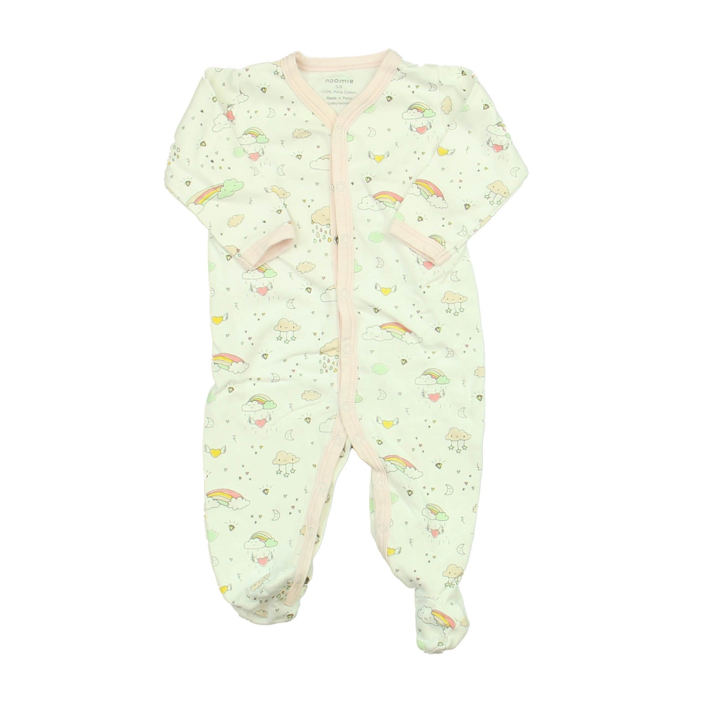 Noomie Boys White | Rainbow | Clouds 1-piece Non-footed Pajamas Size: 3-6 Months White | Rainbow | Clouds