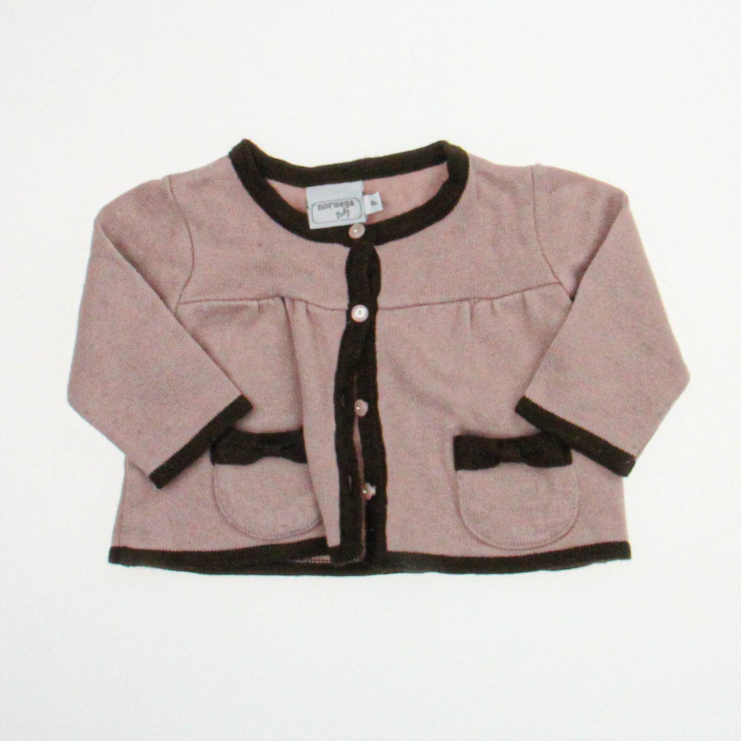 Noruega Girls Pink | Brown Cardigan Size: *3-6 Months Pink | Brown
