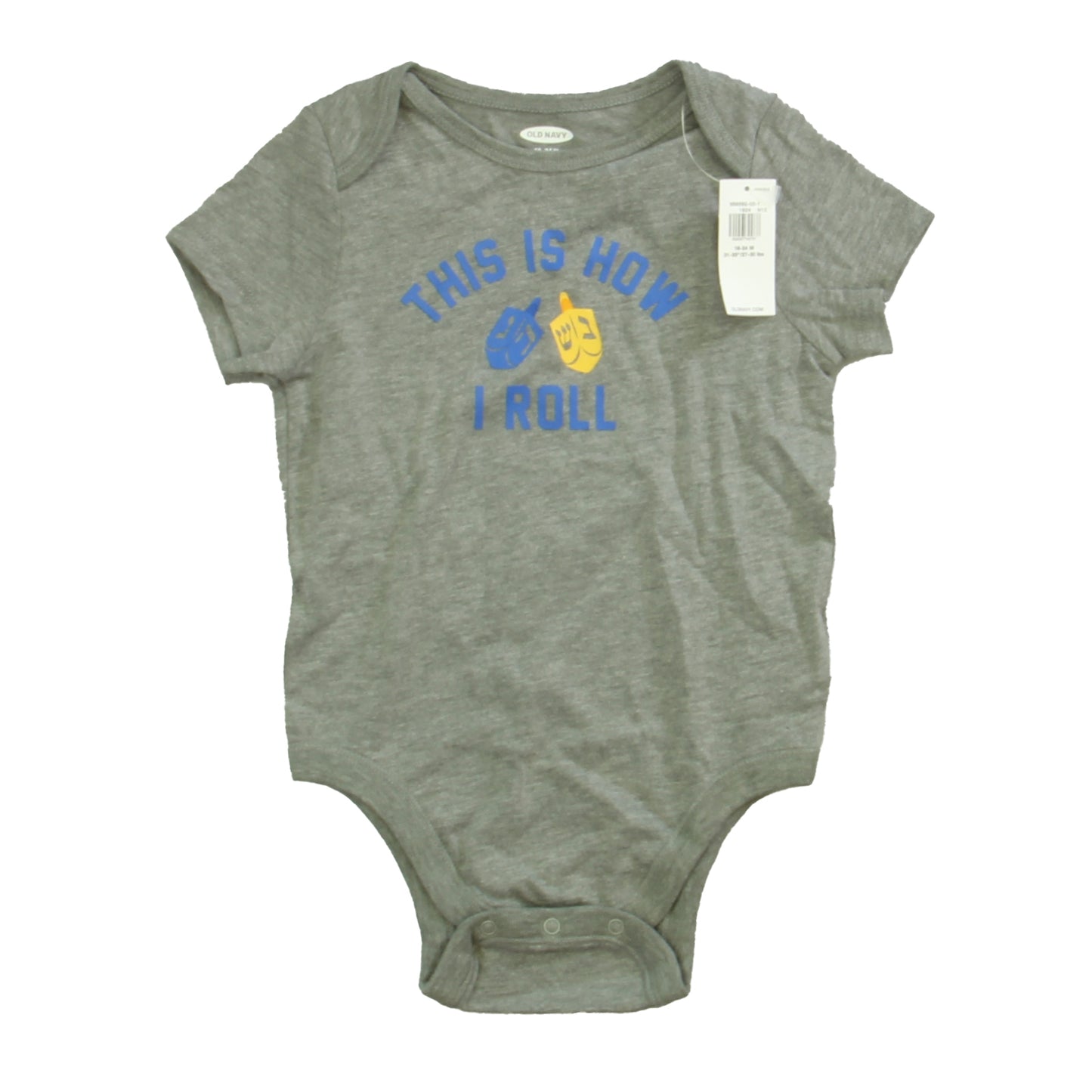 Old Navy Boys Gray Dreidel Onesie Size: 18-24 Months Gray Dreidel