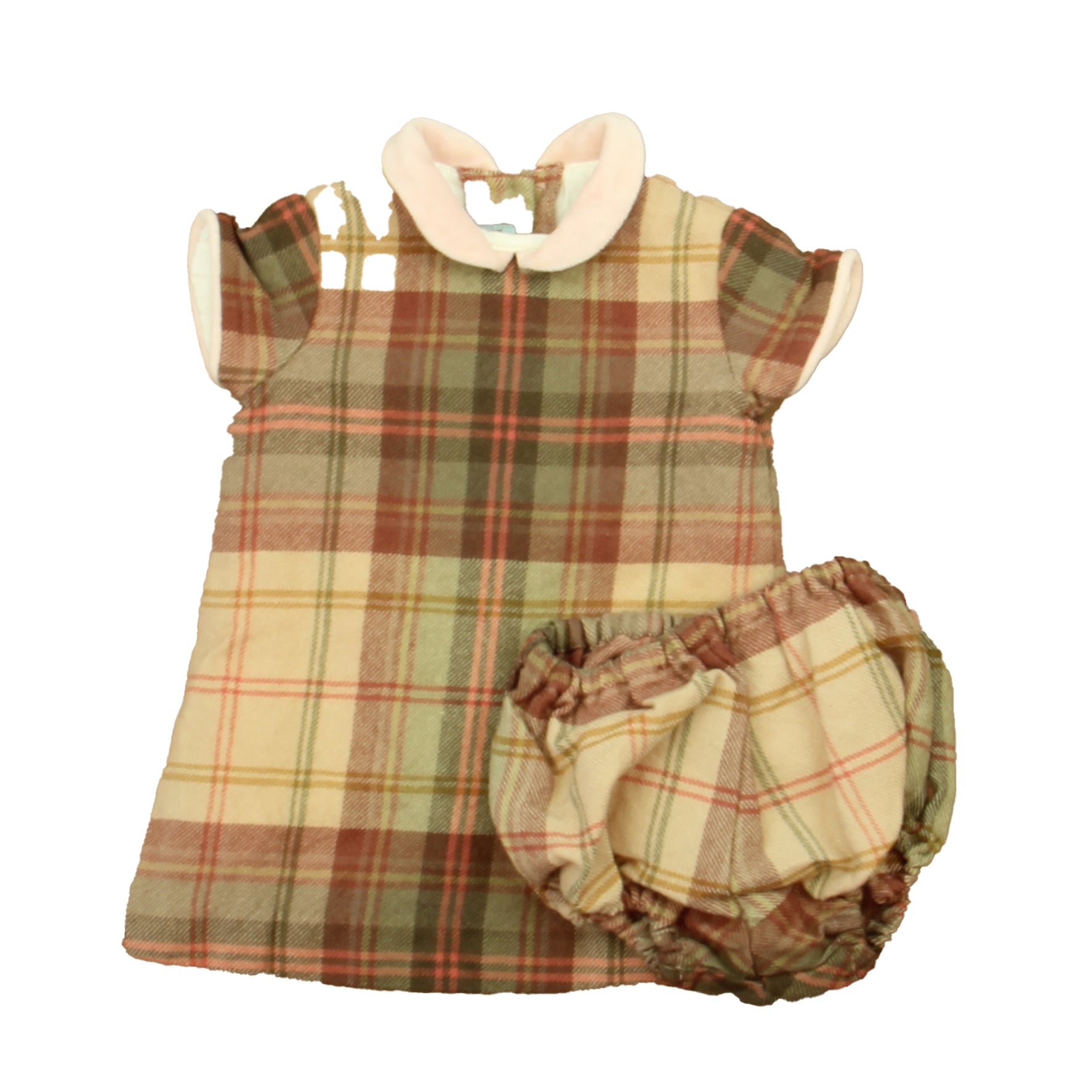 Papo d'Anjo Girls Brown | Pink Dress Size: 3 Months Brown | Pink