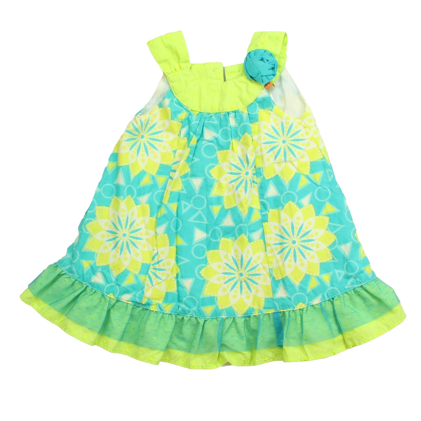 Penelope Girls Blue | Yellow | Flowers | Triangle Dress Size: 2T Blue | Yellow | Flowers | Triangle