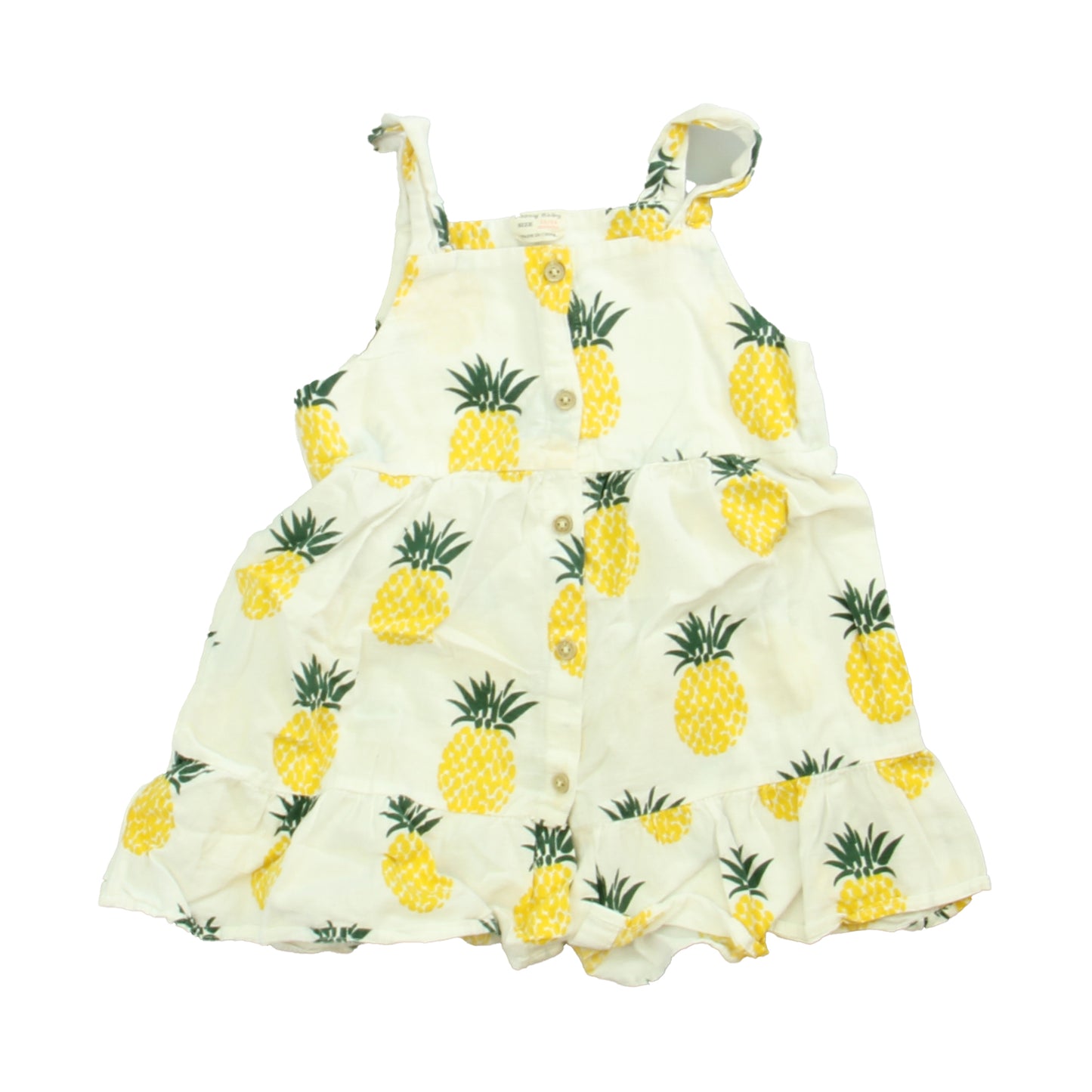 Peony Baby Girls White | Yellow Pineapple Dress Size: 18-24 Months White | Yellow Pineapple