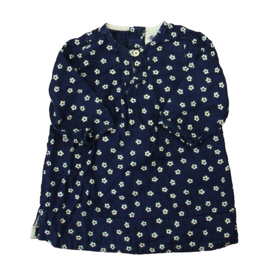 Petit Bateau Girls Blue Floral Dress Size: 12 Months Blue Floral