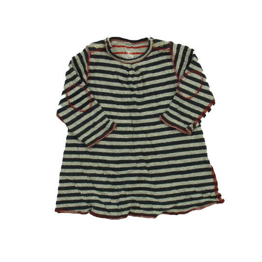 Petit Bateau Girls Gray | Navy Dress Size: 12 Months Gray | Navy