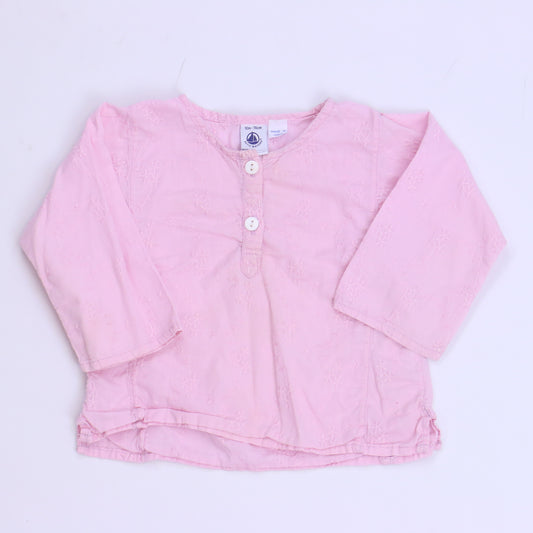 Petit Bateau Girls Pink Blouse Size: 12 Months Pink