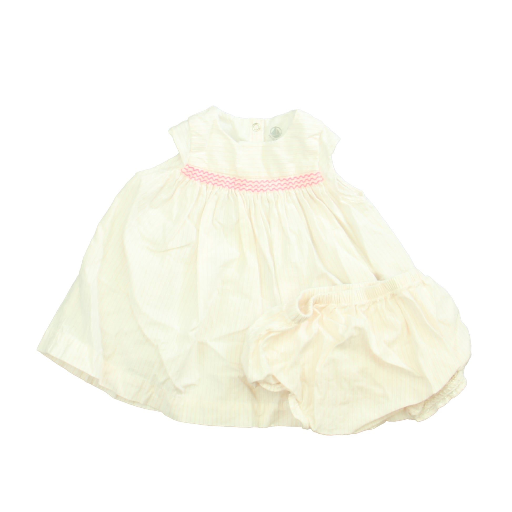 Petit Bateau Girls Pink | White Dress Size: 3 Month Pink | White