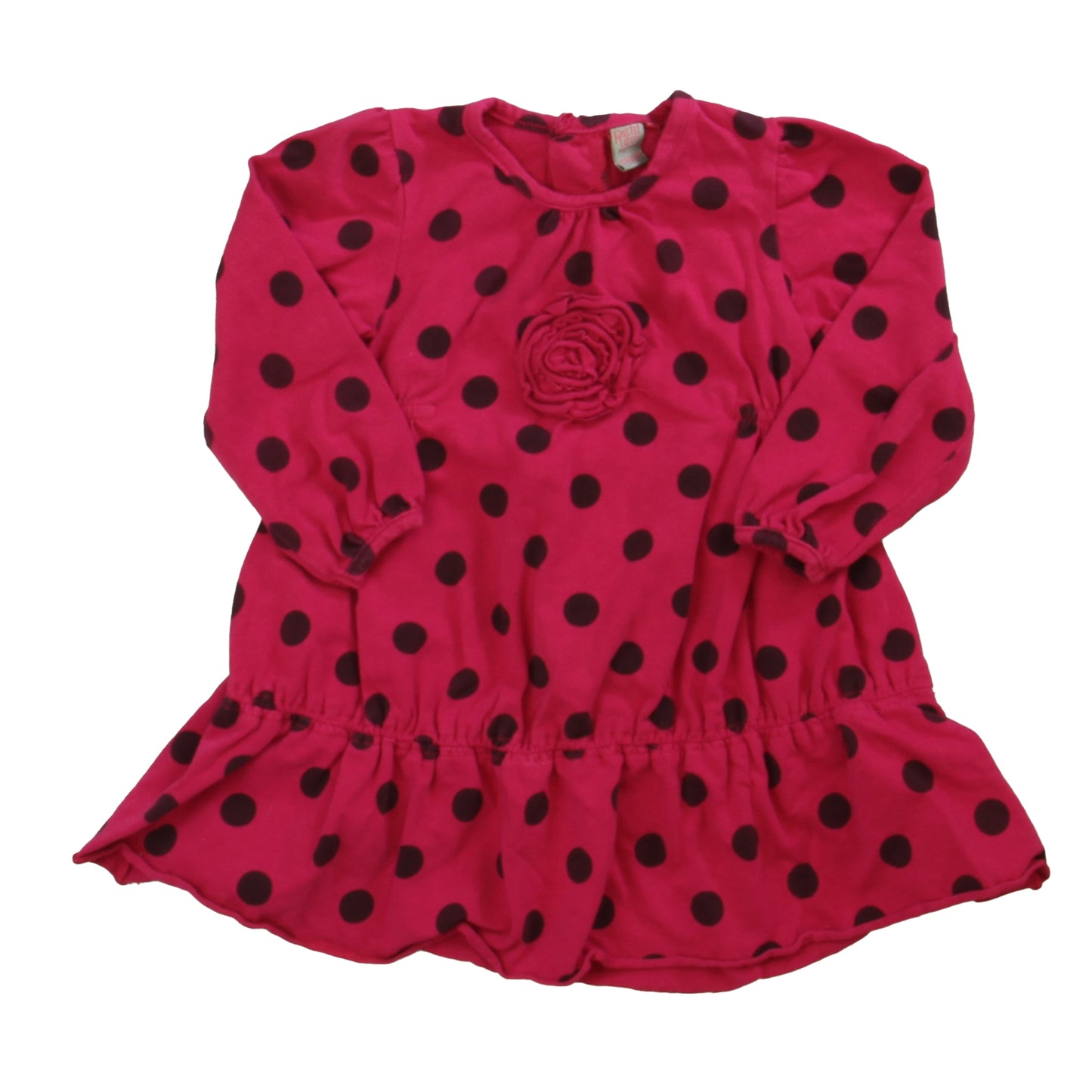 Petit Lem Girls Magenta Polka Dots Dress Size: 12 Months Magenta Polka Dots